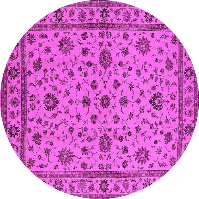 Round Machine Washable Oriental Pink Industrial Rug, wshurb767pnk
