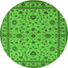 Round Machine Washable Oriental Green Industrial Area Rugs, wshurb767grn