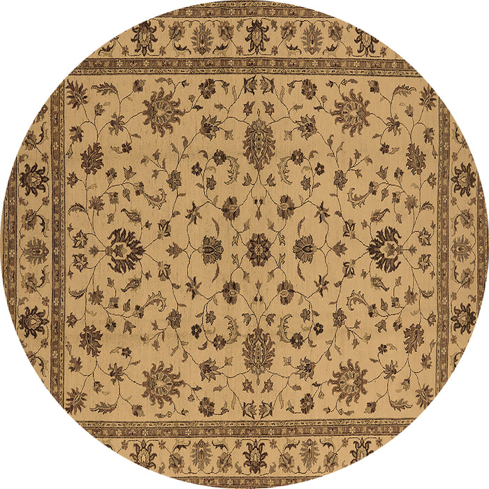 Round Oriental Brown Industrial Rug, urb767brn