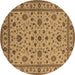 Round Oriental Brown Industrial Rug, urb767brn