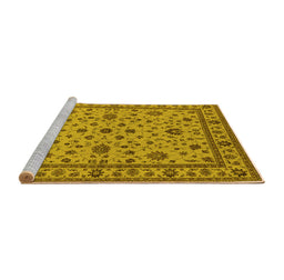 Sideview of Machine Washable Oriental Yellow Industrial Rug, wshurb767yw