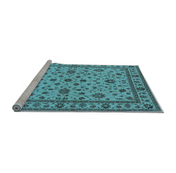 Sideview of Machine Washable Oriental Light Blue Industrial Rug, wshurb767lblu