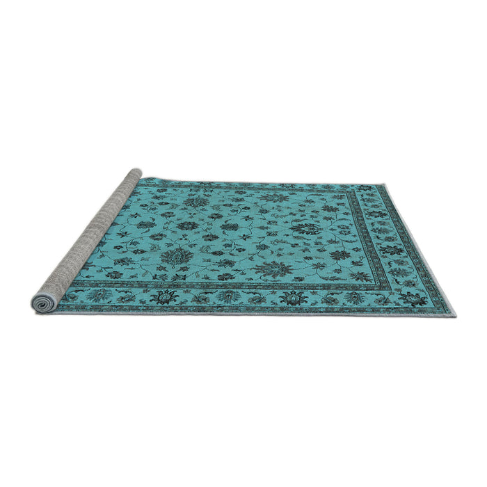 Sideview of Machine Washable Oriental Light Blue Industrial Rug, wshurb767lblu