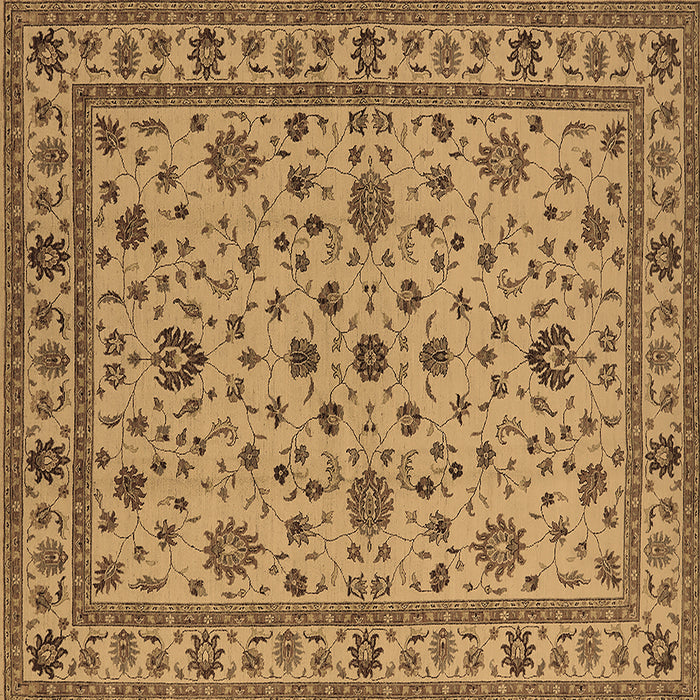 Square Machine Washable Oriental Brown Industrial Rug, wshurb767brn