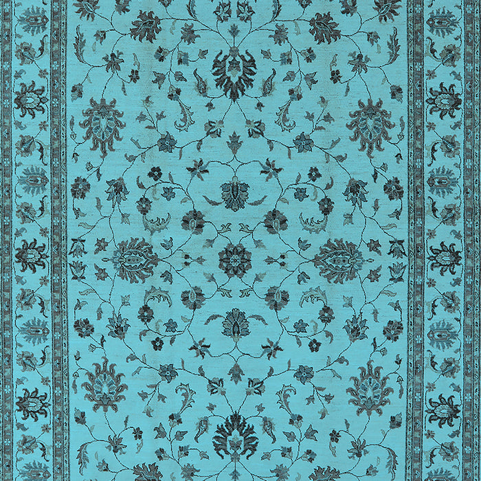 Machine Washable Oriental Light Blue Industrial Rug, wshurb767lblu