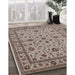 Mid-Century Modern Brown Oriental Rug in Family Room, urb767