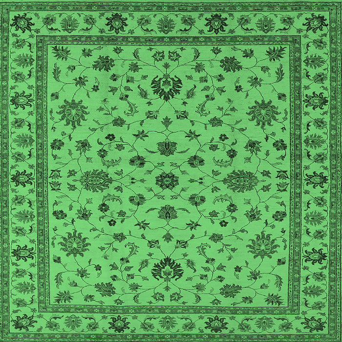 Square Machine Washable Oriental Emerald Green Industrial Area Rugs, wshurb767emgrn