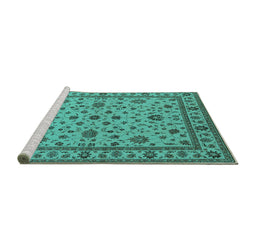 Sideview of Machine Washable Oriental Turquoise Industrial Area Rugs, wshurb767turq