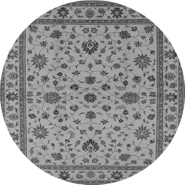 Round Machine Washable Oriental Gray Industrial Rug, wshurb767gry