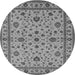 Round Machine Washable Oriental Gray Industrial Rug, wshurb767gry