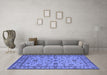 Machine Washable Oriental Blue Industrial Rug in a Living Room, wshurb767blu