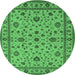 Round Oriental Emerald Green Industrial Rug, urb767emgrn