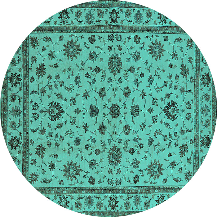 Round Oriental Turquoise Industrial Rug, urb767turq
