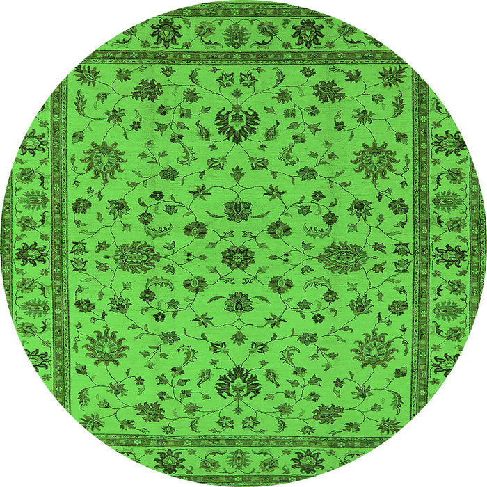 Round Oriental Green Industrial Rug, urb767grn
