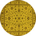 Round Oriental Yellow Industrial Rug, urb767yw