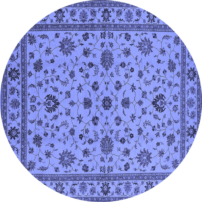 Round Oriental Blue Industrial Rug, urb767blu