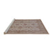 Sideview of Machine Washable Industrial Modern Khaki Rose Pink Rug, wshurb768