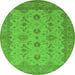 Round Oriental Green Traditional Rug, urb768grn