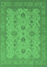 Machine Washable Oriental Emerald Green Traditional Area Rugs, wshurb768emgrn