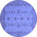 Round Oriental Blue Traditional Rug, urb768blu