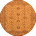 Round Oriental Orange Traditional Rug, urb768org