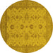 Round Oriental Yellow Traditional Rug, urb768yw