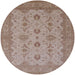 Round Mid-Century Modern Khaki Rose Pink Oriental Rug, urb768