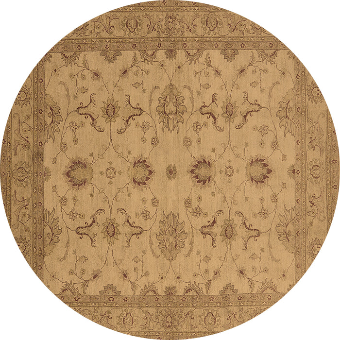 Round Oriental Brown Traditional Rug, urb768brn