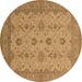 Round Oriental Brown Traditional Rug, urb768brn