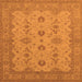 Square Machine Washable Oriental Orange Traditional Area Rugs, wshurb768org