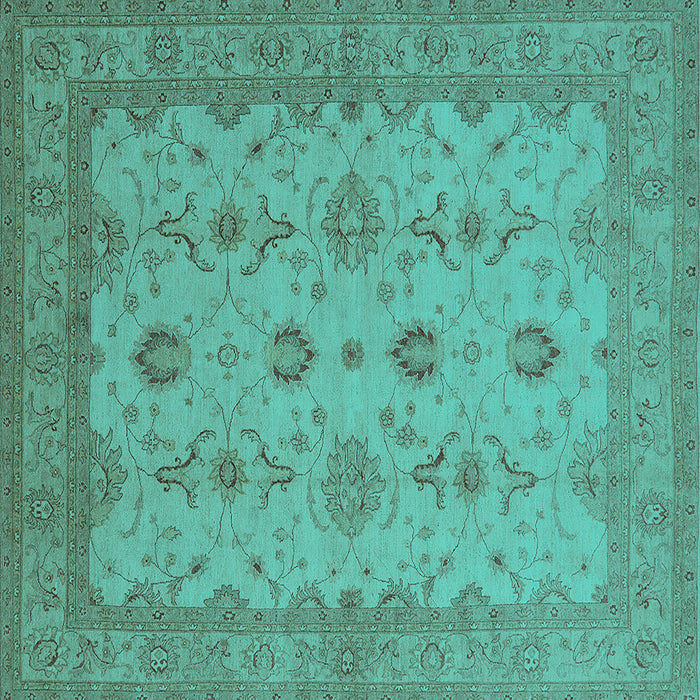 Square Oriental Turquoise Traditional Rug, urb768turq