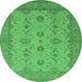 Round Oriental Emerald Green Traditional Rug, urb768emgrn