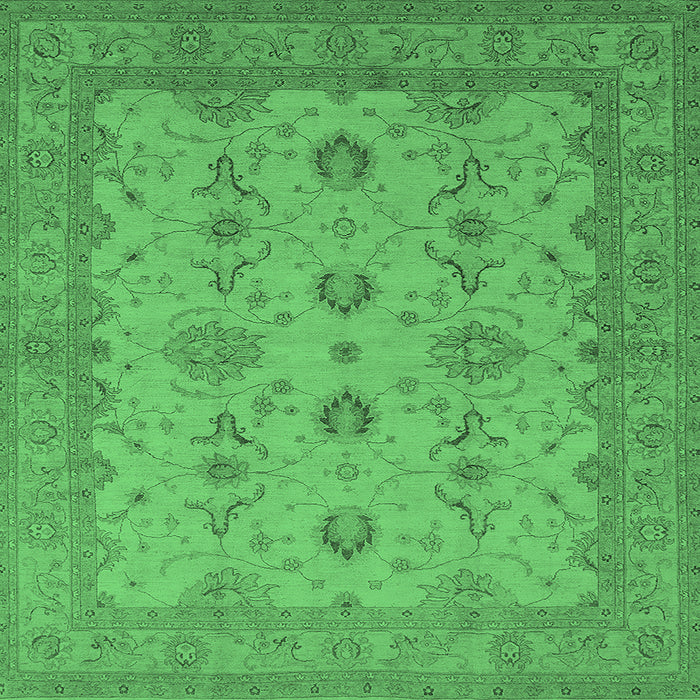 Square Machine Washable Oriental Emerald Green Traditional Area Rugs, wshurb768emgrn