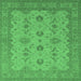 Square Machine Washable Oriental Emerald Green Traditional Area Rugs, wshurb768emgrn