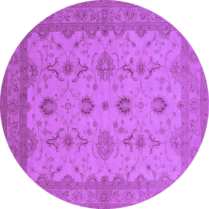 Round Machine Washable Oriental Purple Traditional Area Rugs, wshurb768pur