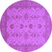 Round Machine Washable Oriental Purple Traditional Area Rugs, wshurb768pur