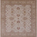 Square Mid-Century Modern Khaki Rose Pink Oriental Rug, urb768