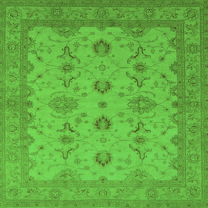 Square Machine Washable Oriental Green Traditional Area Rugs, wshurb768grn