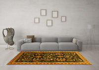 Machine Washable Oriental Yellow Industrial Rug, wshurb769yw