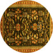 Round Oriental Yellow Industrial Rug, urb769yw