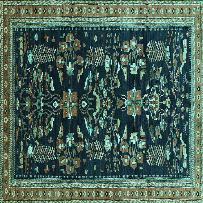 Square Oriental Turquoise Industrial Rug, urb769turq