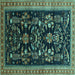 Square Oriental Turquoise Industrial Rug, urb769turq