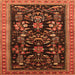 Square Machine Washable Oriental Orange Industrial Area Rugs, wshurb769org