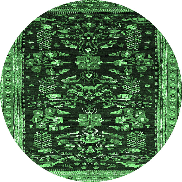 Round Oriental Emerald Green Industrial Rug, urb769emgrn