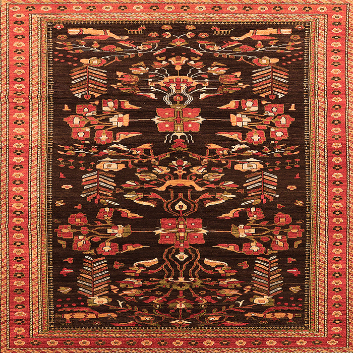 Square Oriental Orange Industrial Rug, urb769org