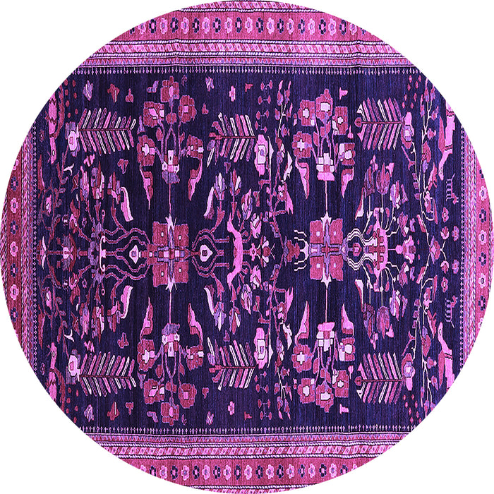 Round Machine Washable Oriental Purple Industrial Area Rugs, wshurb769pur