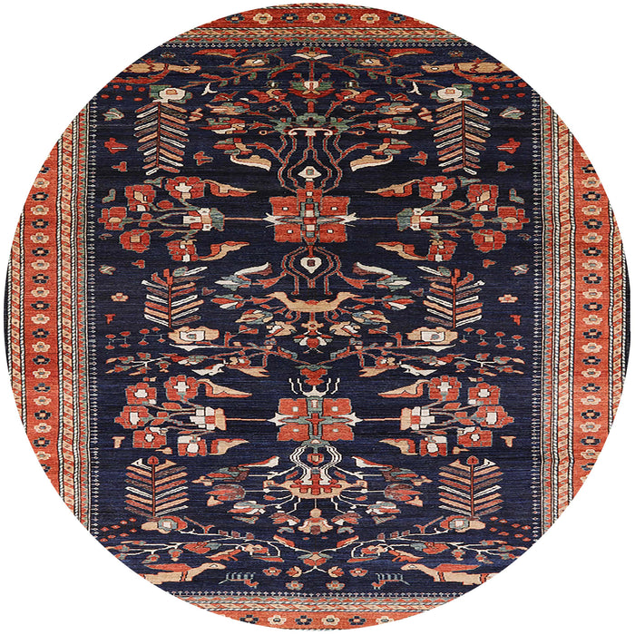 Round Machine Washable Industrial Modern Dark Almond Brown Rug, wshurb769