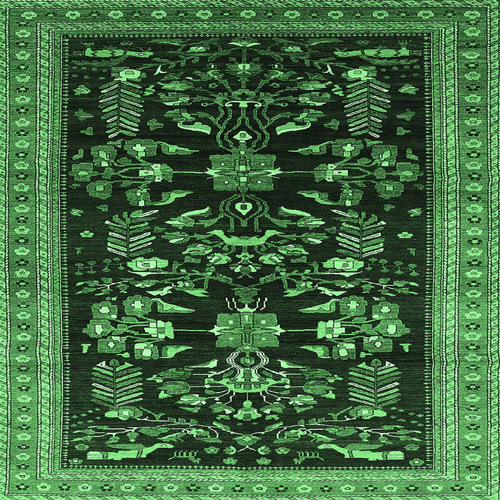 Square Oriental Emerald Green Industrial Rug, urb769emgrn