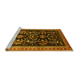 Sideview of Machine Washable Oriental Yellow Industrial Rug, wshurb769yw