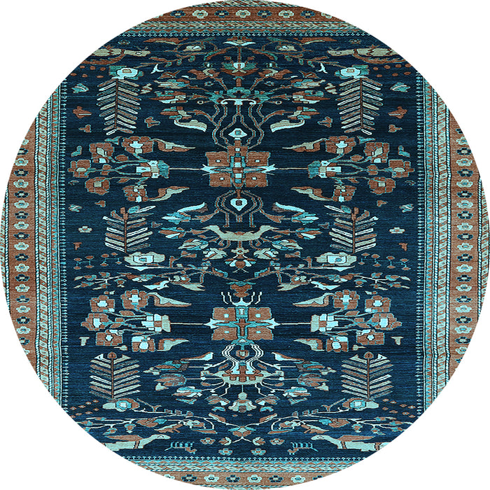 Round Oriental Light Blue Industrial Rug, urb769lblu